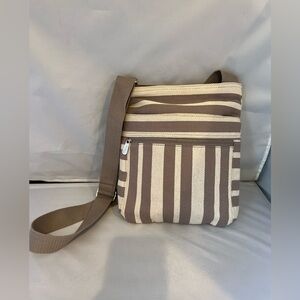 Thirty-One Gray and Cream Striped Bag